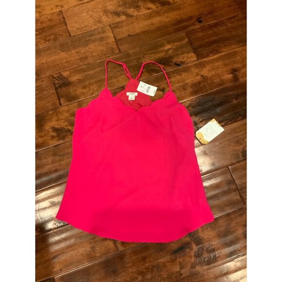 J.Crew Dark Pink Scalloped Halter Tank Top Size 0 0, NWT! - Picture 1 of 3